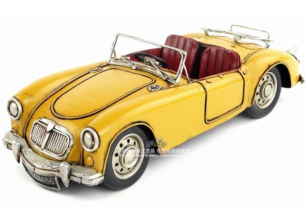 Yellow Mediums Scale Handmade 1962 MG MGA Sports Car Model
