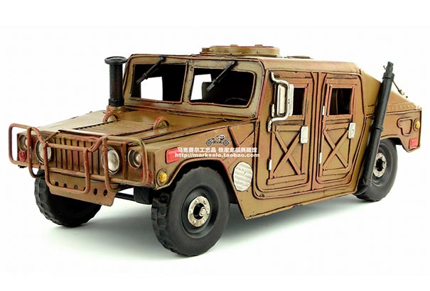 Handmade Brown Retro Tinplate Hummer H1 Model