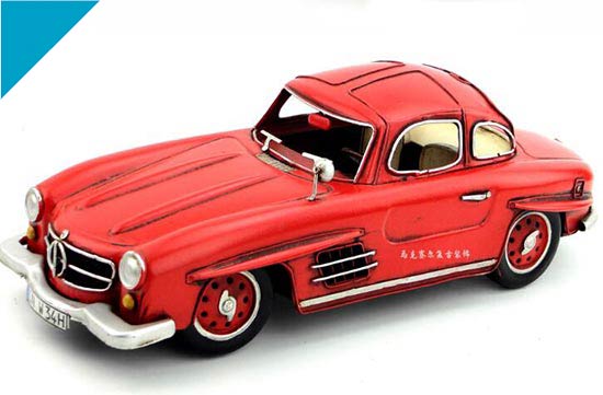 Handmade Vintage Red Tinplate 1954 Mercedes Benz 300SL Model