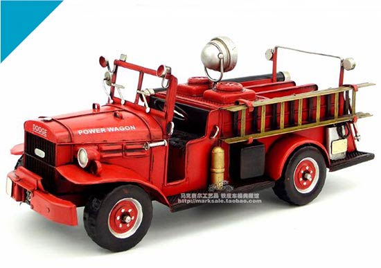 Medium Scale Red Handmade Tinplate 1954 Dodge Fire Engine Model
