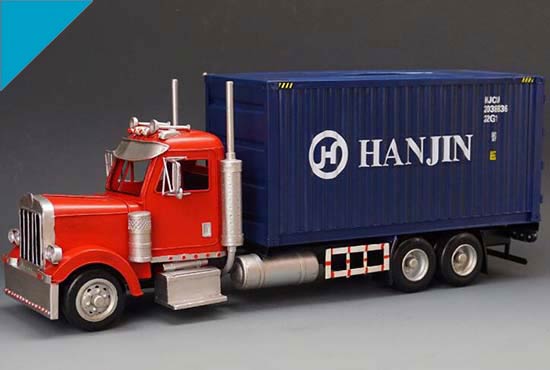 Tissue Box Handmade Red-Blue HANJIN Tinplate U.S. Truck Model