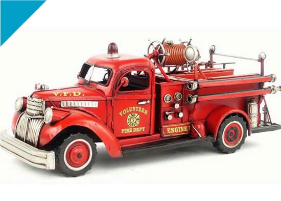 Red Medium Scale Handmade 1941 Chevrolet Fire Fighting Truck