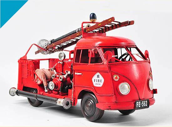 Red Handmade Vintage 1956 VW Fire Fighting Truck Model