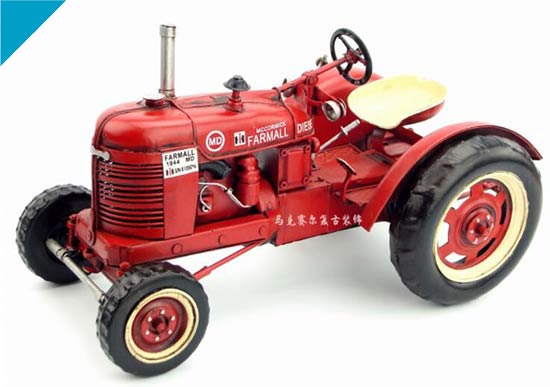 Red Handmade Medium Scale Tinplate 1944 Farmall Tractor Model