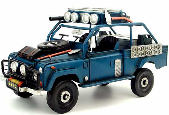 Blue Handmade Medium Scale Vintage Military Land Rover Model