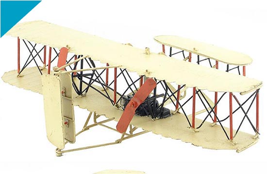 Retro White Handmade Tinplate 1903 Pilot 1 Model