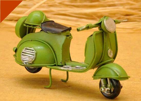 Army Green Vintage Mini Scale Handmade Tinplate Vespa Model