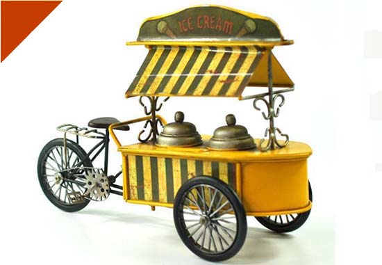 Tinplate Medium Size Ice Cream Mobile Store Tricycle Model