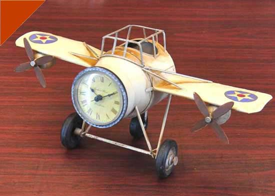 White Retro Handmade Tinplate Airplane Model