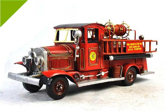 Red Large Scale Tinplate Vintage 1928 Fire Fighting Truck Model