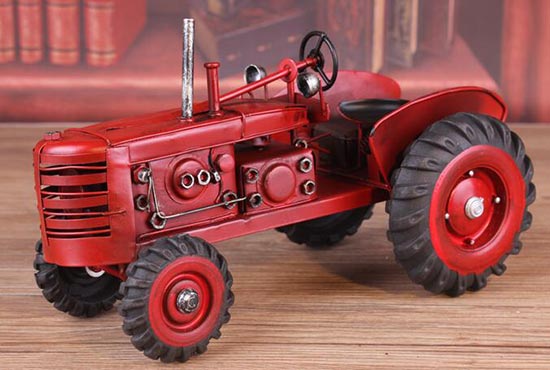 Vintage Medium Scale Handmade Red /Green Tinplate Tractor Model