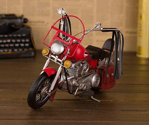 Medium Scale Red /Silver Vintage Harley Davidson Motorcycle
