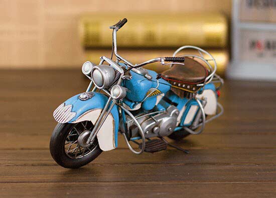 Vintage Tinplate Blue Medium Scale Harley-Davidson Motorcycle