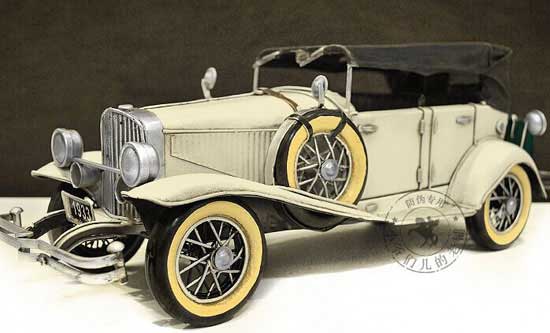 White Medium Scale Handmade Tinplate 1933 Duesenberg SJ Model