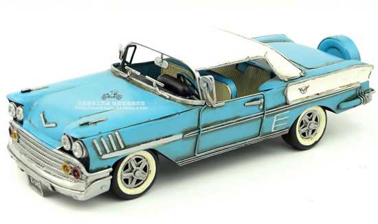 Blue Medium Scale Handmade Tinplate 1958 Chevrolet Impala Model