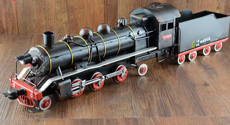 Large Scale Tinplate Red-Black Vintage Handmade Steam Locomotive