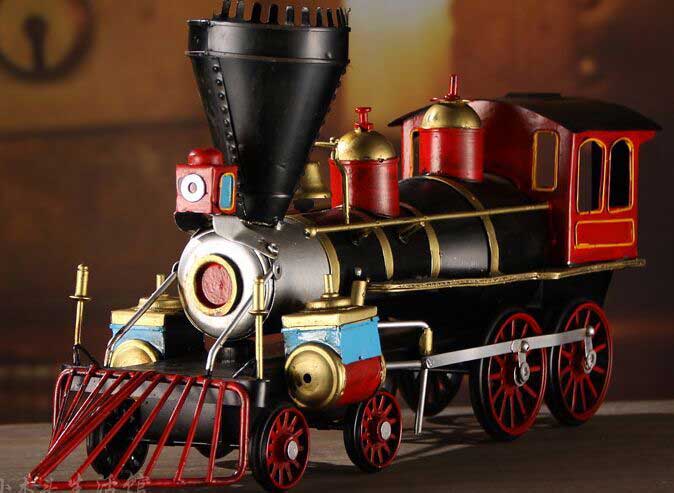 Large Scale Tinplate Black Handmade Vintage Steam Locomotive