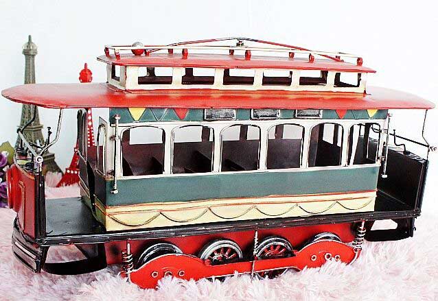 Red Large Scale Handmade Vintage Tinplate Tram Model