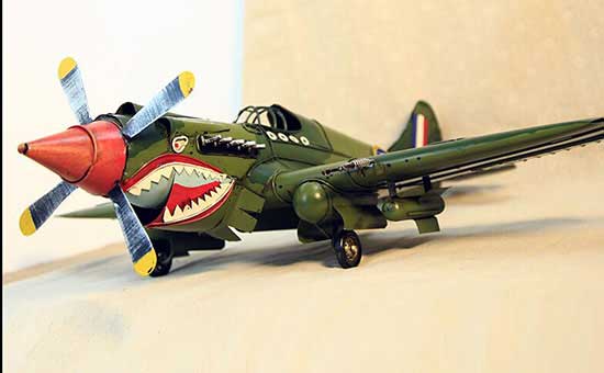 Large Scale Tinplate Army Green Vintage Flying Tigers Fighter