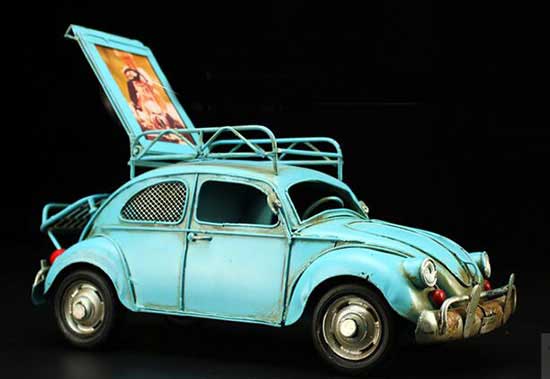 Handmade Blue Tinplate Photo Frame Retro VW Beetle Model
