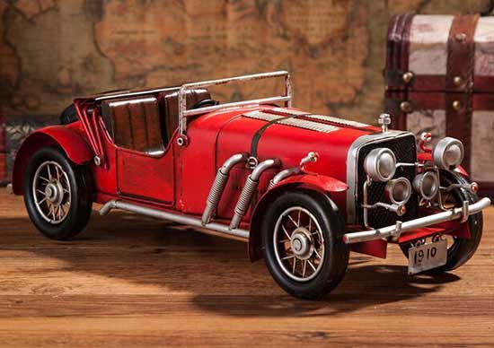 Handmade Red /White Large Scale Tinplate Mercedes-Benz Car Model