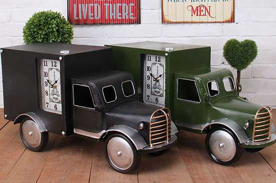 Black /Green Handmade Large Scale Tinplate Container Truck Model