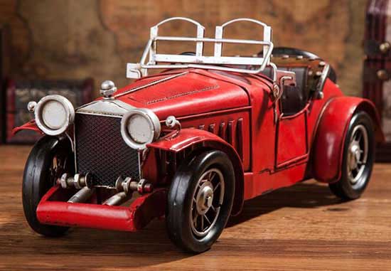 Red Medium Scale Handmade Vintage Tinplate Car Model
