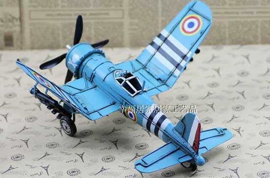 Handmade Sky Blue Medium Scale Tinplate Bomber Aircraft Model